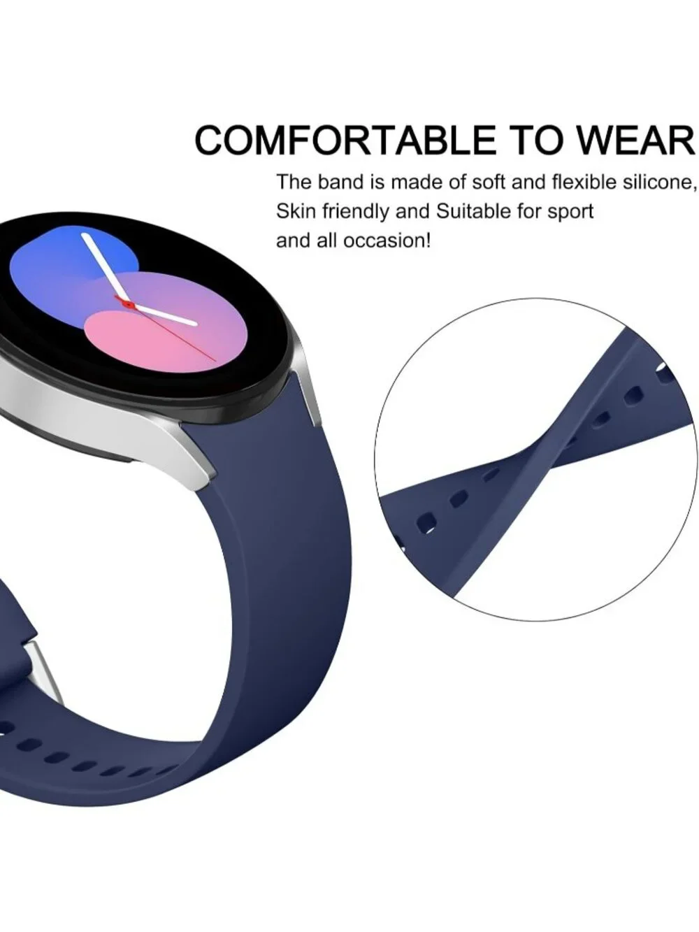 Unisex Navy Blue Analog Silicone Replacement Strap Samsung Galaxy Classic Watch
